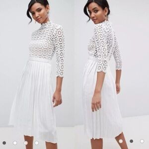 Little Mistress Elegant White Lace Midi Dress Size 2